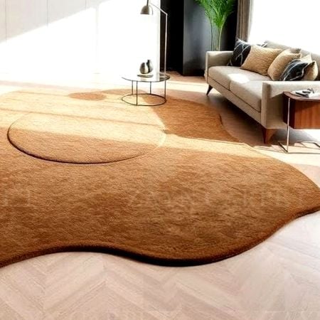 Handcrafted Brown Freeform Living Room Rug